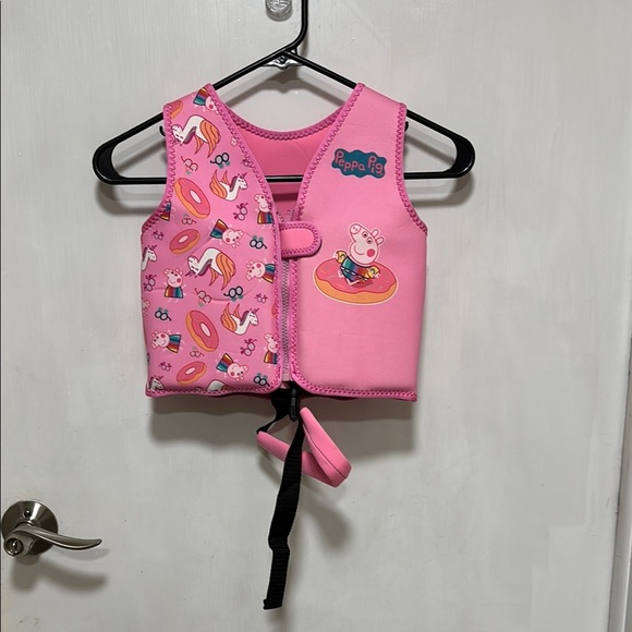PRE OWNED CHILD'S MEDIUM/LARGE 33-55 LBS. Peppa Pig Pink and White Life Vest - Picture 1 of 13
